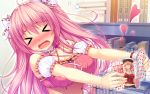  &gt;_&lt; 1girl blush boku_to_koi_suru_ponkotsu_akuma. breasts closed_eyes game_cg long_hair pink_hair sayori solo 