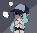  !? 1girl bike_shorts blush domino_mask hat inkling lowres mask pointy_ears shade solo splatoon t-shirt tagme tentacle_hair yoshida_(yooosida) 