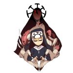  1girl breasts closed_eyes double_(skullgirls) habit heart heart_hands higa_norio looking_at_viewer nun simple_background skullgirls smile solo white_background 