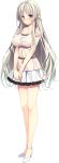  1girl absurdres blush breasts dress full_body high_heels highres juukishi_cutie_bullet large_breasts long_hair looking_at_viewer pleated_skirt reina_de_medishi shoes silver_hair simple_background skirt smile solo standing violet_eyes white_background yuuki_hagure 
