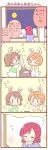  &gt;_&lt; 3girls 4koma :3 ^_^ animal_costume animal_ears brown_hair bunny_costume bunny_tail closed_eyes comic eating food full_moon hoshizora_rin imagining koizumi_hanayo love_live!_school_idol_project mallet mochi moon multiple_girls nishikino_maki orange_hair pajamas rabbit_ears redhead short_hair tail translated ususa70 wagashi |_| 