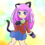  animal_ears cat_ears cat_paws cat_tail commentary_request hashimoto_nyan microphone osomatsu-san paws pink_hair seirei_(mimi_toka) tail 