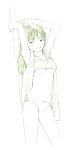  1girl long_hair monochrome original panties sketch solo tank_top traditional_media underwear yoshitomi_akihito 