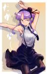  1girl armpits blue_eyes boyaking breasts dagashi_kashi long_hair pantyhose purple_hair shidare_hotaru skirt solo 