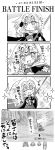  1boy 4girls 4koma angry animal_ears berserker blindfold braid breasts cape caster_(fate/extra) cat_ears chibi cleavage comic fate/grand_order fate/stay_night fate_(series) flag gameplay_mechanics greyscale halo happy headgear highres long_hair monochrome multiple_girls paw_pose ponytail rider ruler_(fate/apocrypha) shielder_(fate/grand_order) short_hair sigh sparkle tamamo_cat_(fate/grand_order) translation_request type-moon victory_pose 