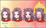  ahoge aura brown_eyes commentary_request comparison evolution jun&#039;you_(kantai_collection) kantai_collection purple_hair smile sparkle spiky_hair translation_request yano_toshinori 