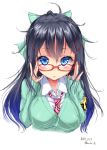  1girl black_hair blue_eyes glasses kantai_collection long_hair mokufuu necktie shigure_(kantai_collection) solo 