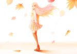  1girl absurdres highres leaf long_hair mr._j.w orange_(color) original skirt solo tagme thigh-highs 