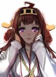  1girl ahoge blush brown_hair highres kantai_collection kongou_(kantai_collection) nontraditional_miko solo_focus sound_tamashi tears 