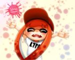  1girl closed_eyes domino_mask inkling long_hair mask open_mouth pointy_ears splatoon tentacle_hair yoshida_inuhito 