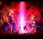  aura ayakashi_(monkeypanch) blonde_hair chain chains glaring glowing glowing_eyes grin horn horns hoshiguma_yuugi ibuki_suika long_hair multiple_girls red_eyes short_hair smile touhou 