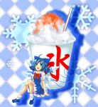  cirno food ice_cream kakusei_shitauruchi minigirl ribbon sayama_yoshiki shaved_ice touhou 