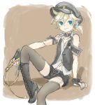  blonde_hair blue_eyes boots crossdressing gloves hat headphones kagamine_len lalamix male shorts sketch thigh-highs thighhighs trap vocaloid whip 