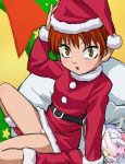  gegege_no_kitarou haruyama hat loli nekomusume panties pointy_ears red_hair redhead santa_costume santa_hat underwear yellow_eyes 
