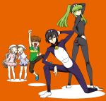  bad_id bell bell_collar bodysuit c.c. catsuit cc child code_geass collar cosplay cow_bell doraemon hand_on_hip hato_niku head_wings jingle_bell jumping kururugi_suzaku lelouch_lamperouge nunnally_lamperouge parody ponytail pose rolo_lamperouge scowl simple_background skin_tight tail young 