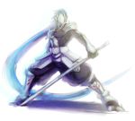  armor blazblue fighting_stance hakumen long_hair male mask sword weapon white_background 