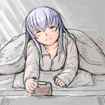 lowres lying on_stomach pajamas rozen_maiden rozenweapon silver_hair suigintou under_covers waking_up 