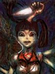  blood cong1991 crazy crazy_eyes creepy extra_arms grin knife monoko multi_arm multi_limb smile tears teeth twintails yume_nikki 