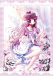  dress e~ji feet flower long_hair purple_hair wings 