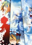  blonde_hair blood blue_eyes blue_hair cat.lqe catlqe comic hat highres huge_filesize ice letty_whiterock lily_white scan short_hair silent_comic snow touhou 