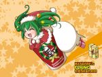  christmas closed_eyes gift green_hair hat holding holding_gift in_container kfc kisume sack santa_costume santa_hat touhou twintails 