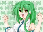  1girl frog green_hair kamo_(yokaze) kochiya_sanae snake solo touhou 