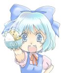  blue_eyes blue_hair bow cirno curry food frog frozen short_hair solo tori_(aircafe) touhou ⑨ 