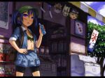  &#9320; adapted_costume bad_id bike_shorts blush contemporary face flat_chest front-tie_top hand_on_hip kawashiro_nitori kirisame_marisa kurione_(pixiv) kurione_(zassou) letterboxed mask midriff navel open_clothes open_shirt ramune shade shirt sleeves_rolled_up solo standing touhou yukkuri_shiteitte_ne 