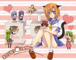  blonde_hair blue_eyes blue_hair brown_hair cat_ears cat_tail chibi fang fangs furude_rika green_eyes green_hair hair_ribbon hairband hanyuu hibiki_mio higurashi_no_naku_koro_ni houjou_satoko houjou_satoshi kemonomimi_mode kneehighs long_hair maebara_keiichi necktie orange_hair purple_eyes red_eyes ribbon ryuuguu_rena school_uniform serafuku short_hair skirt sleeping socks sonozaki_mion sonozaki_shion stuffed_animal stuffed_toy suspenders tail teddy_bear violet_eyes 