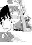  1boy 1girl atelier_(series) atelier_meruru atelier_rorona blush cape comic harukawa_(itsuka-itsukaichi) hat long_hair monochrome rororina_fryxell sterkenburg_cranach translated 