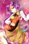  blush dress lute short_hair touhou tsukumo_benben violet_hair 