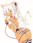  1girl animal_ears brown dark_skin flat_chest highres nibiiro_shizuka original pointy_ears tan white_hair 