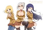  3girls breasts cosplay gakkou_gurashi! looking_at_viewer multiple_girls neki_(wakiko) prison_school tagme 