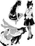  1girl animal_ears bag black_hair black_legwear blush cat_ears gokou_ruri hairband kawakami_rokkaku legs long_hair lying ore_no_imouto_ga_konna_ni_kawaii_wake_ga_nai skirt 