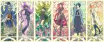  6+boys ahoge armor black_hair blue_eyes boots brown_hair cape daisy flower garters green_eyes grey_legwear hakama haori hat high_heel_boots high_heels highres hood hotarumaru japanese_armor japanese_clothes kashuu_kiyomitsu katana knee_boots kneehighs male_focus mikazuki_munechika military military_uniform multiple_boys namazuo_toushirou neet_(neet-kuso) ootachi open_mouth ponytail ready_to_draw red_eyes rose scarf sheath shorts smile sock_garters sode sword touken_ranbu tsurumaru_kuninaga uniform unsheathing violet_eyes wakizashi weapon white_hair yamato-no-kami_yasusada yellow_eyes 