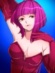  1girl breasts cleavage dress honoka_(ranukirai) oboro_(taimanin_asagi) purple_hair red_eyes simple_background smile taimanin_asagi 