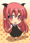  1girl chibi demon_wings fang head_wings koakuma lowres nikubanare pointy_ears red_eyes redhead solo touhou wings 