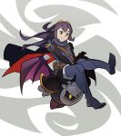  1boy 1girl bat_wings blue_eyes blue_hair cape female fingerless_gloves fire_emblem fire_emblem:_kakusei gloves highres kirby_(series) long_hair lucina male mask meta_knight splashbrush super_smash_bros. tiara wings yellow_eyes 