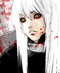  blood blood_stain ninja white_hair yellow_eyes 