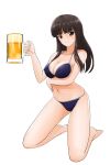  1girl alcohol beer beer_mug bikini black_eyes black_hair girls_und_panzer matsui_yasutsugu nishizumi_shiho swimsuit 