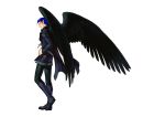  1boy black_wings blue_hair fire_emblem fire_emblem:_akatsuki_no_megami kita_senri naesala ponytail simple_background solo white_background wings 