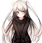  1girl amatsukaze_(kantai_collection) brown_eyes kantai_collection long_hair nekobaka silver_hair solo sweater two_side_up 