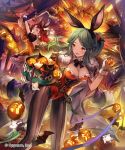  2girls animal_ears breasts halloween highres jack-o&#039;-lantern lee_hyeseung multiple_girls official_art rabbit_ears tagme 