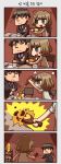  5koma alcohol artist_request beer black_hair broken_bottle brown_hair comic green_eyes highres idolmaster idolmaster_cinderella_girls moroboshi_kirari producer_(idolmaster_cinderella_girls_anime) takagaki_kaede translation_request 