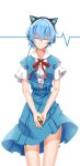  1girl axent_wear ayanami_rei blue_hair cat_ear_headphones closed_eyes cross_akiha digital_media_player headphones neon_genesis_evangelion rebuild_of_evangelion school_uniform short_hair solo 