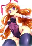  amanogawa_kirara animal_ears bunnysuit elbow_gloves gloves go!_princess_precure orange_hair precure rabbit_ears suisou thigh-highs violet_eyes 