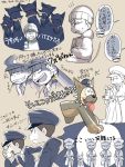  6+boys animal_costume artist_request beanie brothers choromatsu dog_costume grey_background hat hoodie hyena ichimatsu jyushimatsu karamatsu male_focus monochrome moon multiple_boys osomatsu-kun osomatsu-san osomatsu_(osomatsu-kun) partially_colored police police_hat police_uniform shaded_face siblings simple_background todomatsu translation_request uniform 