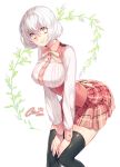  1girl black_legwear glasses looking_at_viewer mirunai original short_hair silver_hair solo thigh-highs yellow_eyes 