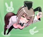  1girl animal_ears black_legwear blush bowtie breasts brown_hair bunny_girl bunnysuit cleavage detached_collar ear_tug highres kantai_collection looking_at_viewer open_mouth pantyhose rabbit_ears small_breasts solo taihou_(kantai_collection) tsukineko yellow_eyes 