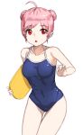  1girl ahoge competition_school_swimsuit kfr original pink_hair red_eyes school_swimsuit short_hair solo swimsuit 